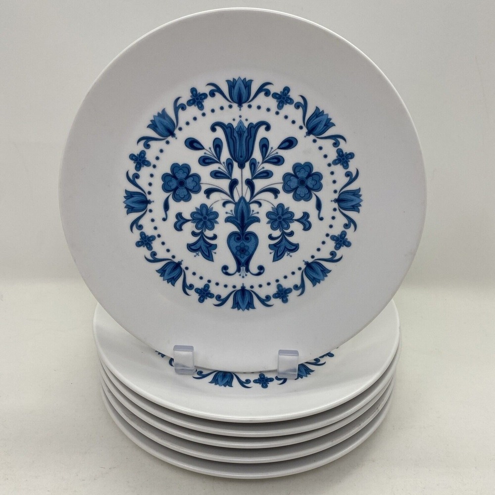 Noritake Progression x6 #423 8 3/4" Salad Dessert Plates BLUE & White MOON